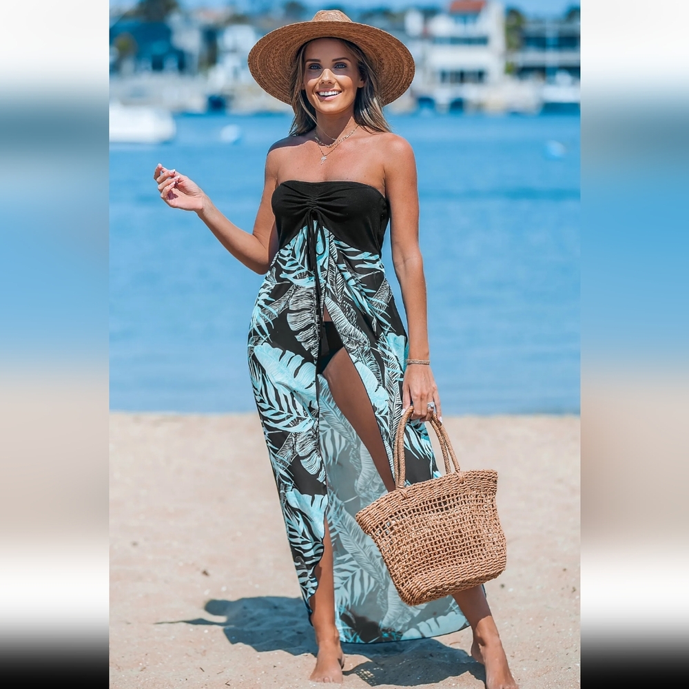 NWT! Cupshe Size Small Tropical Asymmetrical Sweetheart Tube Cover-up